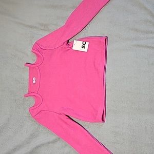 SO Ribbed Cut Out Cold Shoulder Top